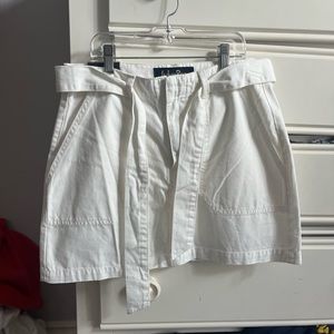 White tied mini cargo skirt